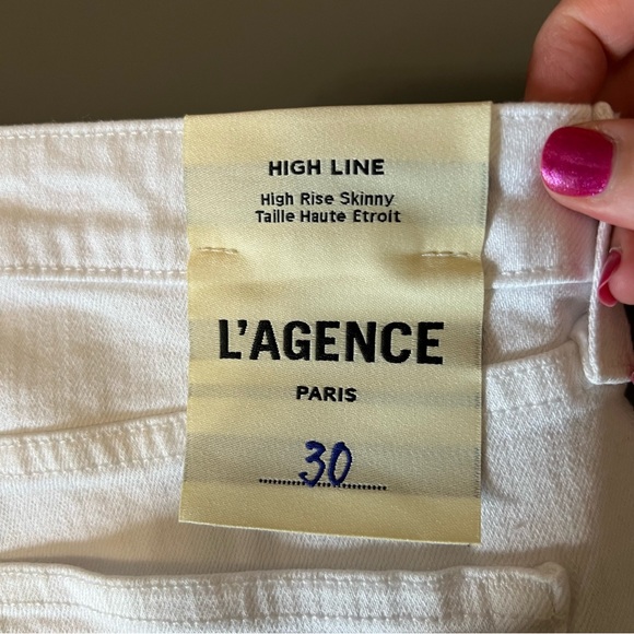 L’AGENCE White Distressed High Line Skinny High Rise Jeans *NWT* - Picture 8 of 14